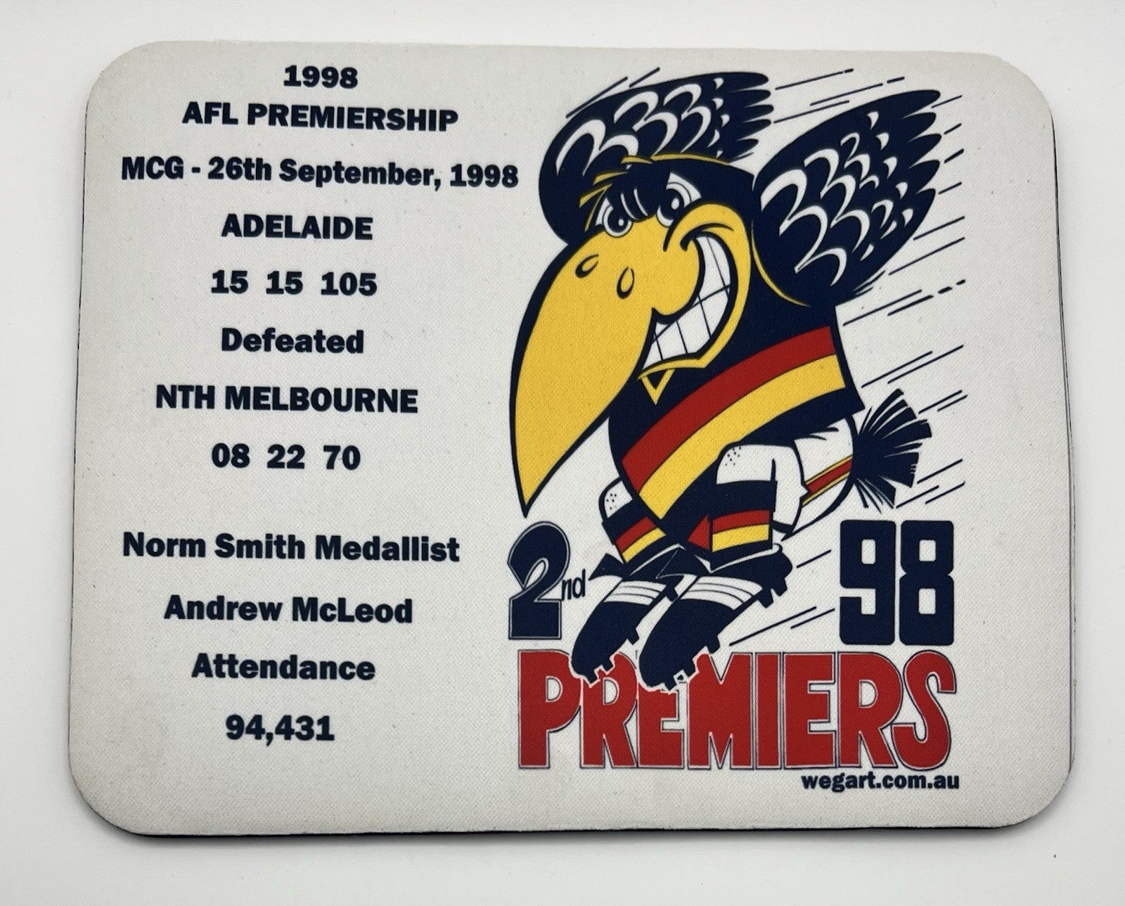 WegArt mouse pad / mouse mat - Adelaide Crows 1998 X2 - CLEARANCE ITEM