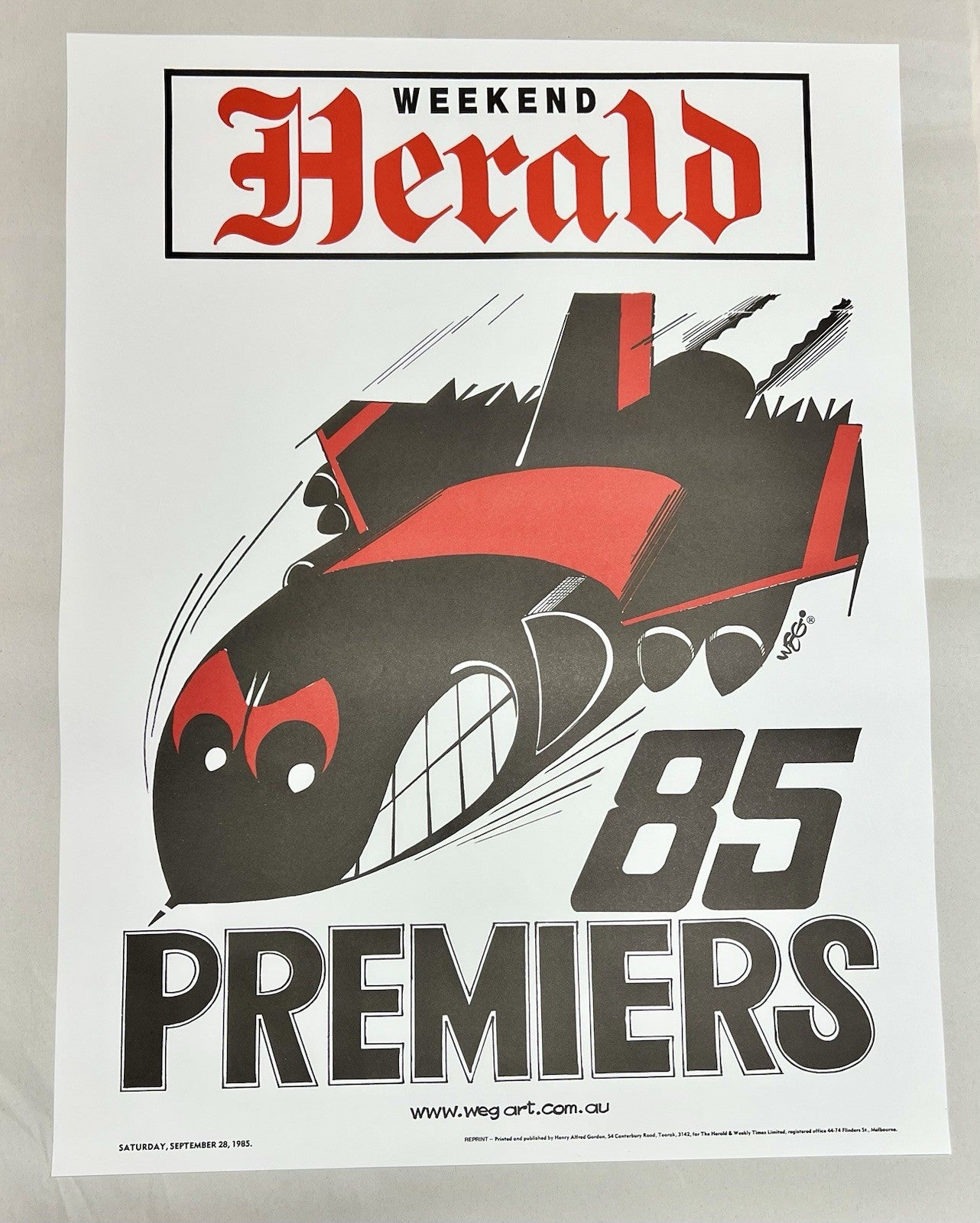 1984 & 1985 Essendon Bombers WEG Premiers Posters - REPRINTS