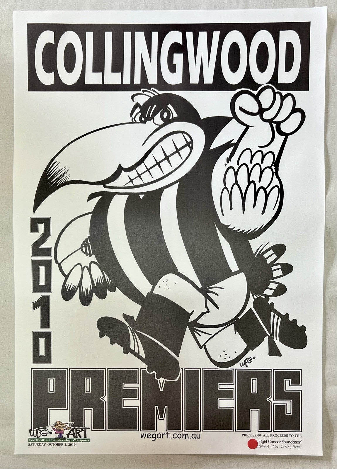 2010 Collingwood Magpies Weg Art Premiers Poster