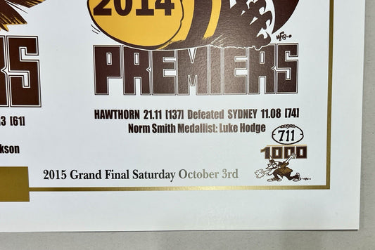 Hawthorn Hawks Three Peat WegArt Ltd Ed #711/1000 2013, 2014 & 2015 Premierships