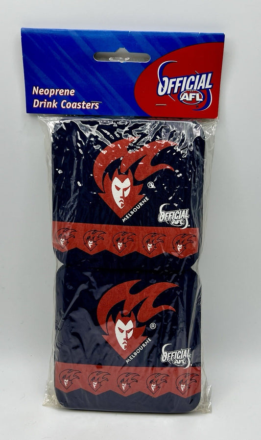 Vintage AFL Neoprene Drink Coasters Set Of Four - Melbourne Demons