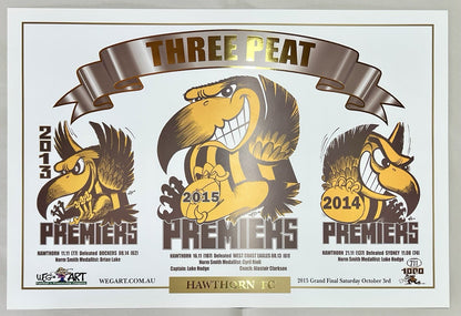 Hawthorn Hawks Three Peat WegArt Ltd Ed #711/1000 2013, 2014 & 2015 Premierships