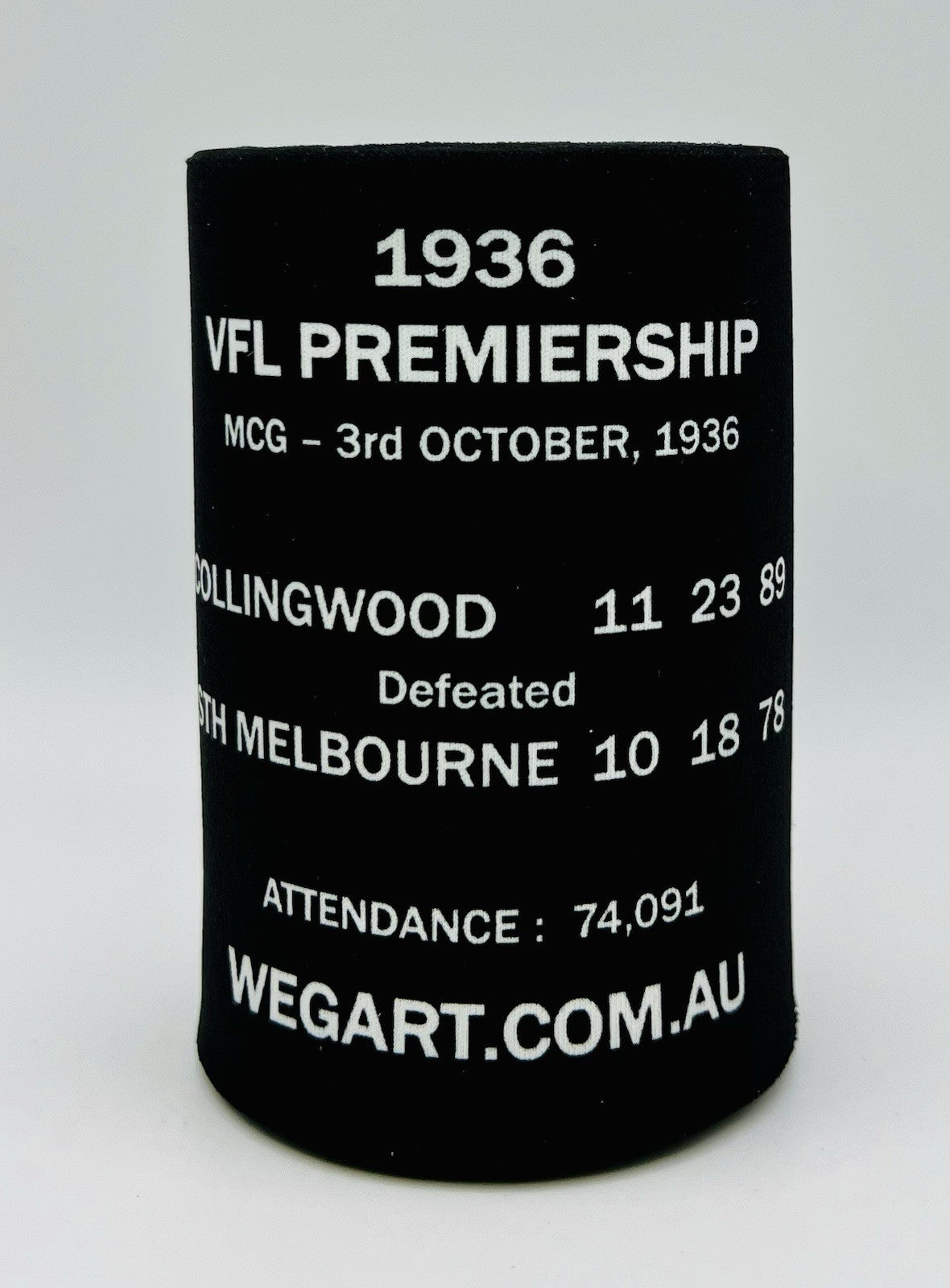 WegArt WEG Premiers Stubby Holder Can Cooler - Collingwood Magpies 1936