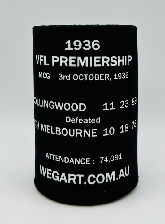 WegArt WEG Premiers Stubby Holder Can Cooler - Collingwood Magpies 1936