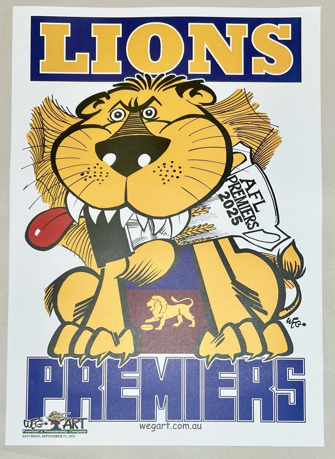 2025 WEG WegArt Premiers Poster Brisbane Lions