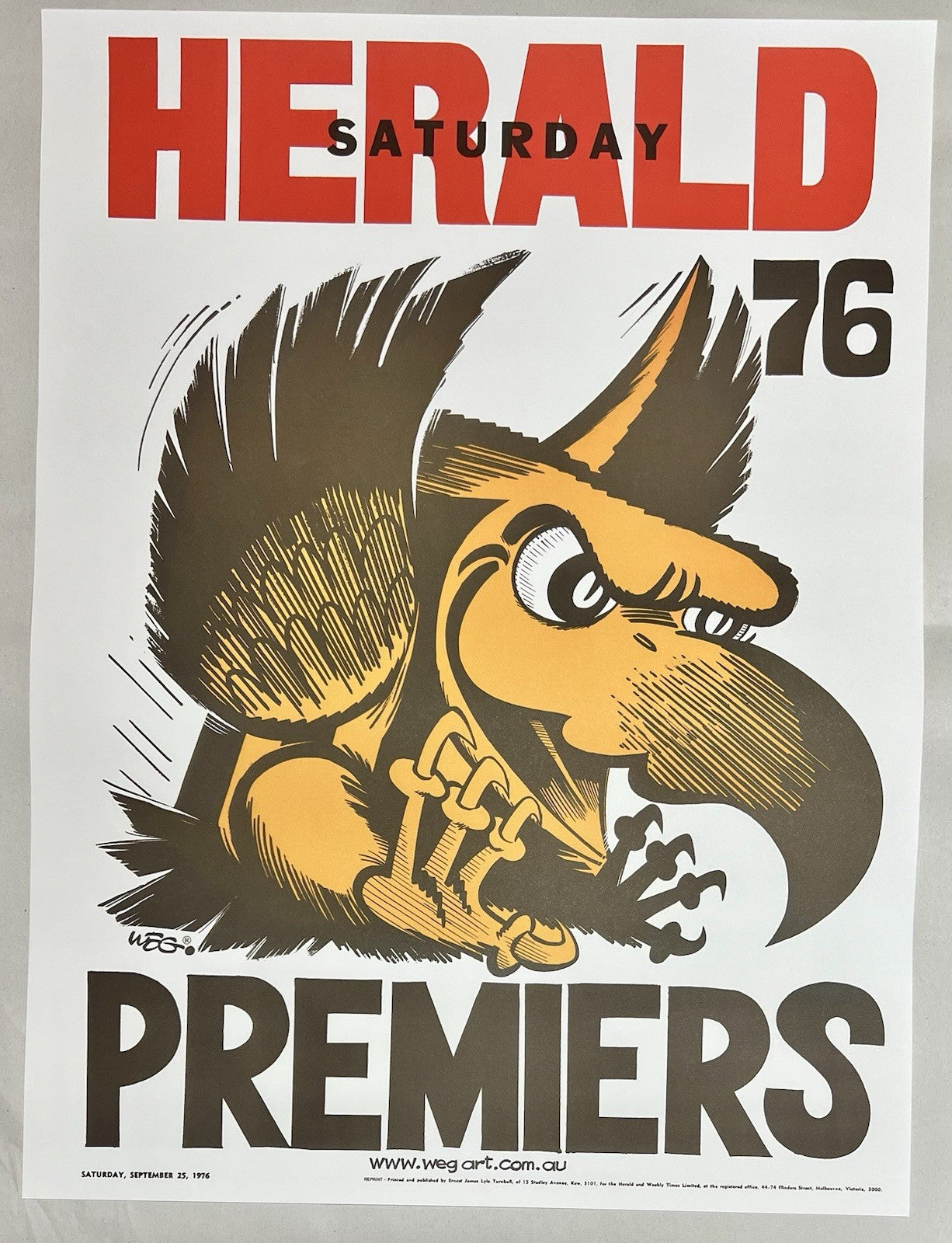 1976 Hawthorn Hawks WEG Premiers Poster - REPRINT