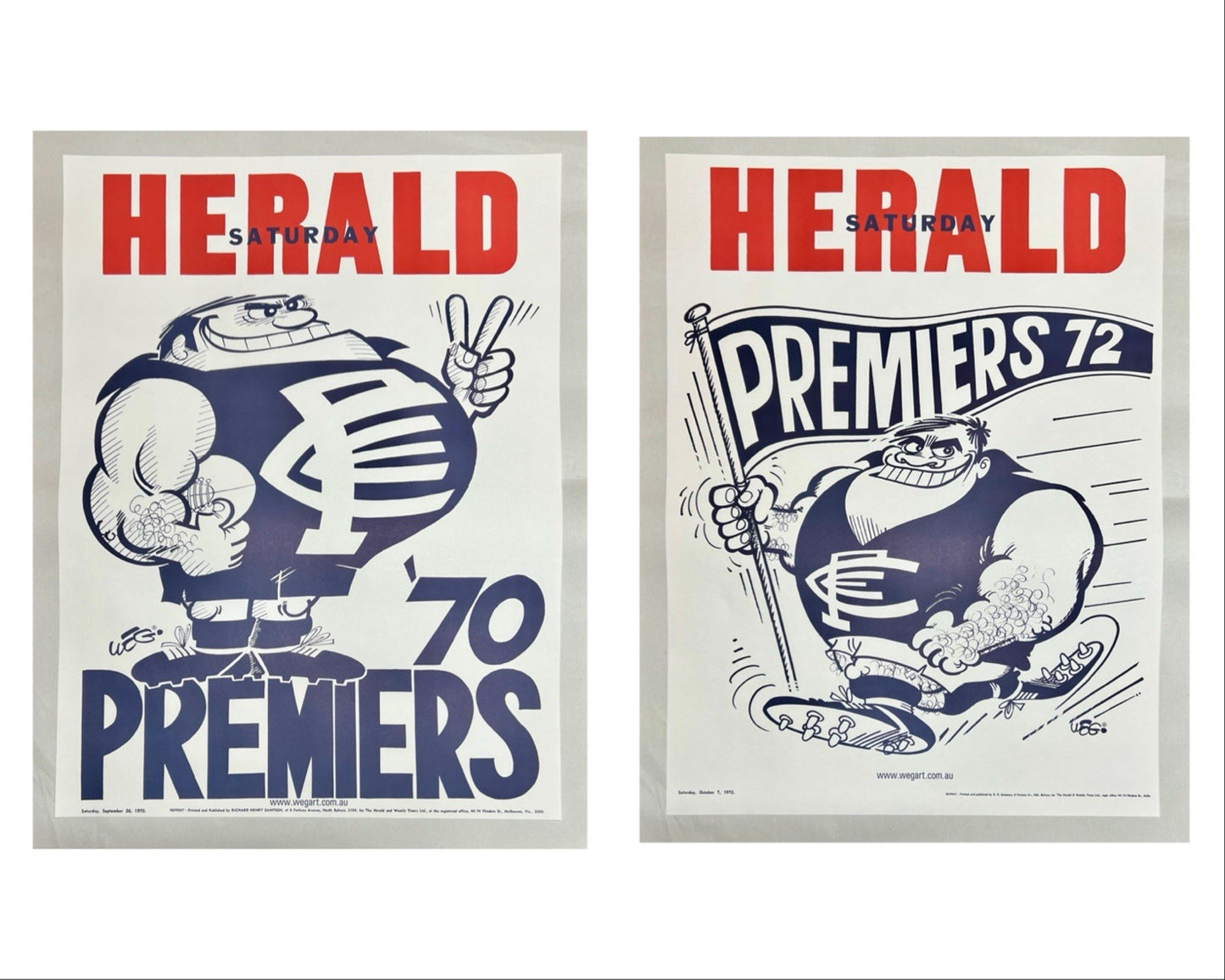 1970 & 1972 Carlton Blues WEG Premiers Posters - REPRINTS