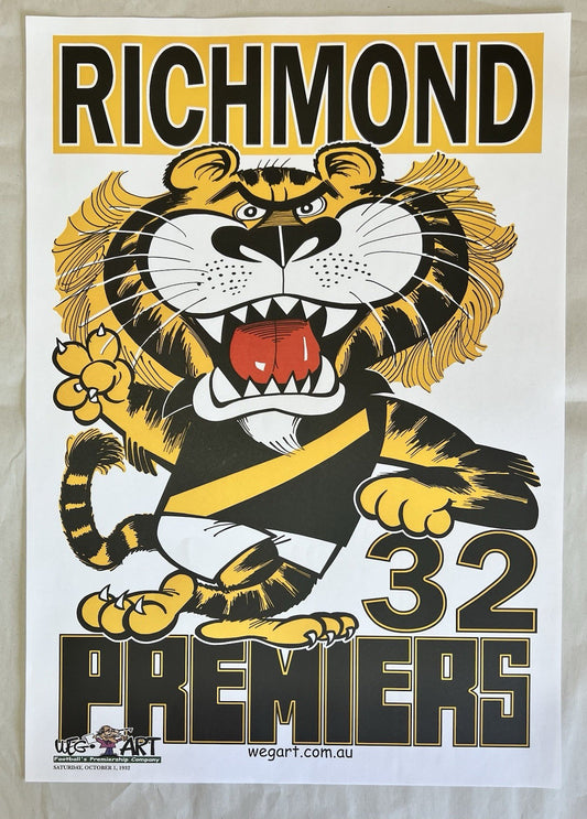 1932 Richmond Tigers WegArt WEG Premiers Poster