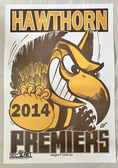 2013, 2014 & 2015 Hawthorn Hawks Weg Art Premiers Posters