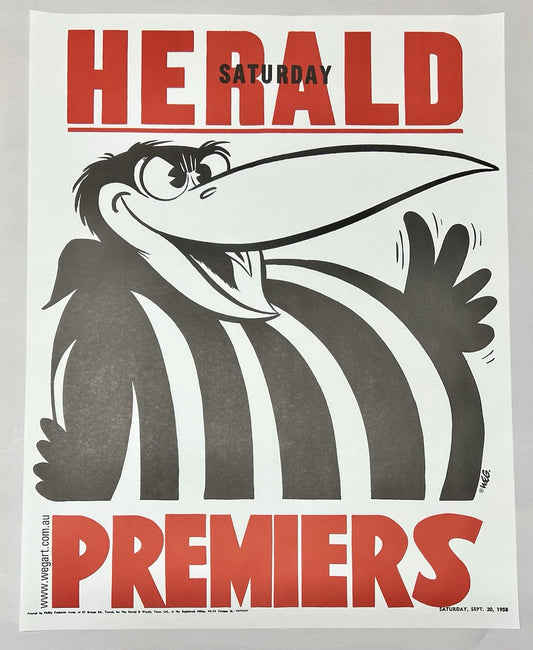 1958 Collingwood Magpies WEG Premiers Poster - REPRINT