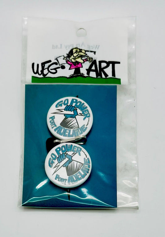 WegArt Twin Pack Button Badge & Zipper Pull / Bag Tag Port Adelaide Power