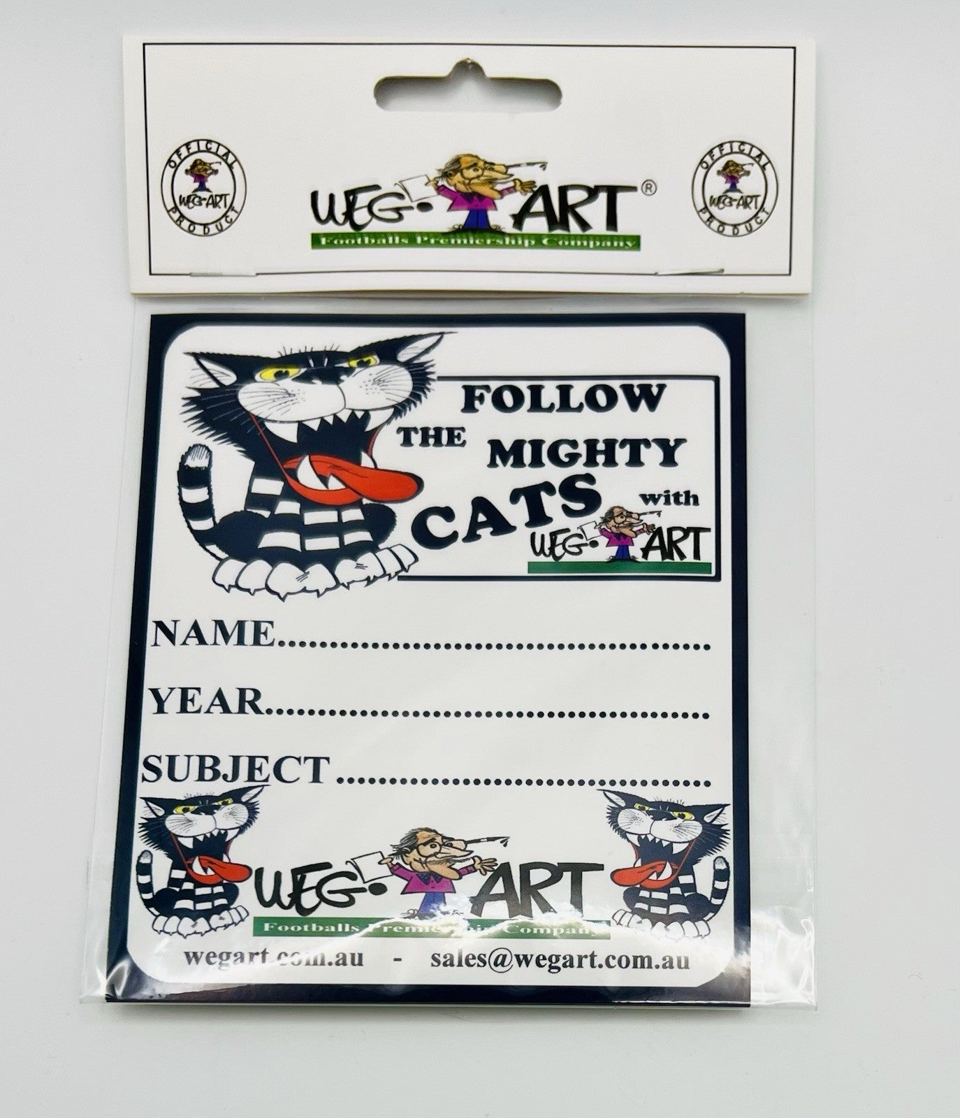WegArt School Book Stickers Set Of 6 Labels - Geelong Cats