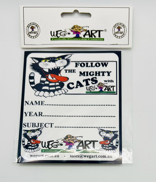 WegArt School Book Stickers Set Of 6 Labels - Geelong Cats