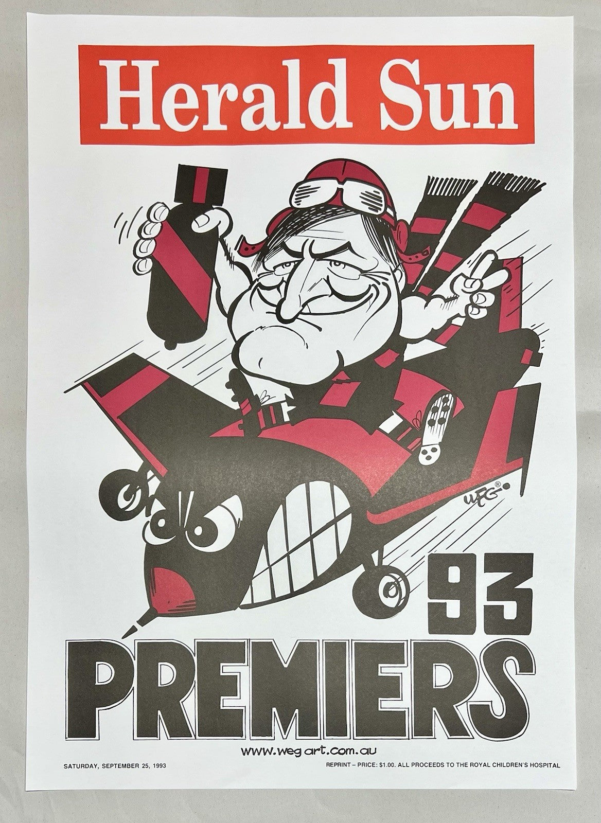 1993 Essendon Bombers WEG Premiers Poster - REPRINT