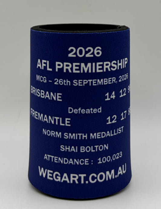2026 Brisbane Lions Premiers Stubby Holder / Can Cooler