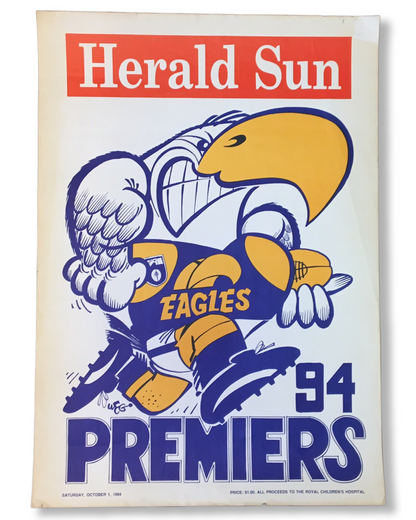 WCE 1992, 1994 & 2006 original WEG Herald Sun Premiers Posters