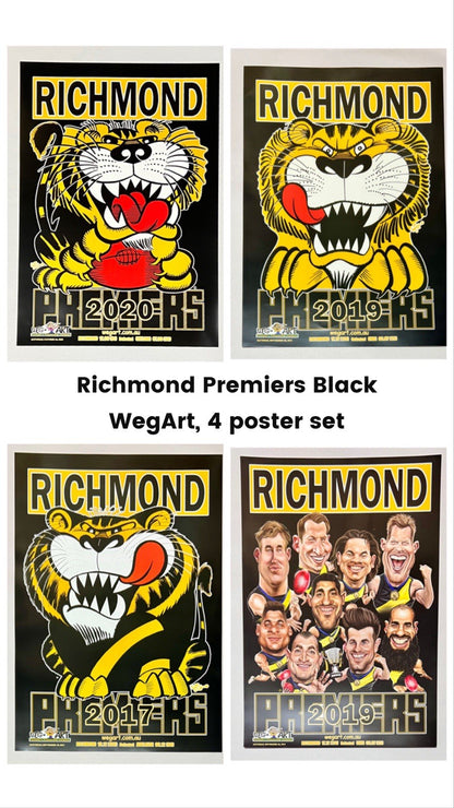 2017, 2019 & 2020 Richmond Tigers WEG WegArt Premiers Black Posters Plus Bonus