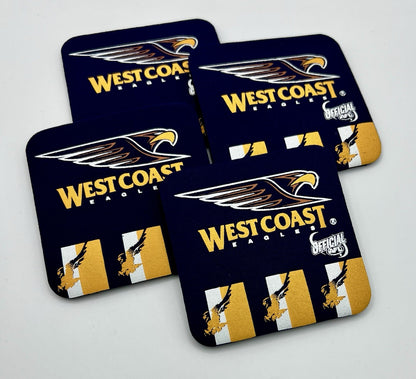 Vintage AFL Neoprene Drink Coasters Set Of Four - West Coast Eagles