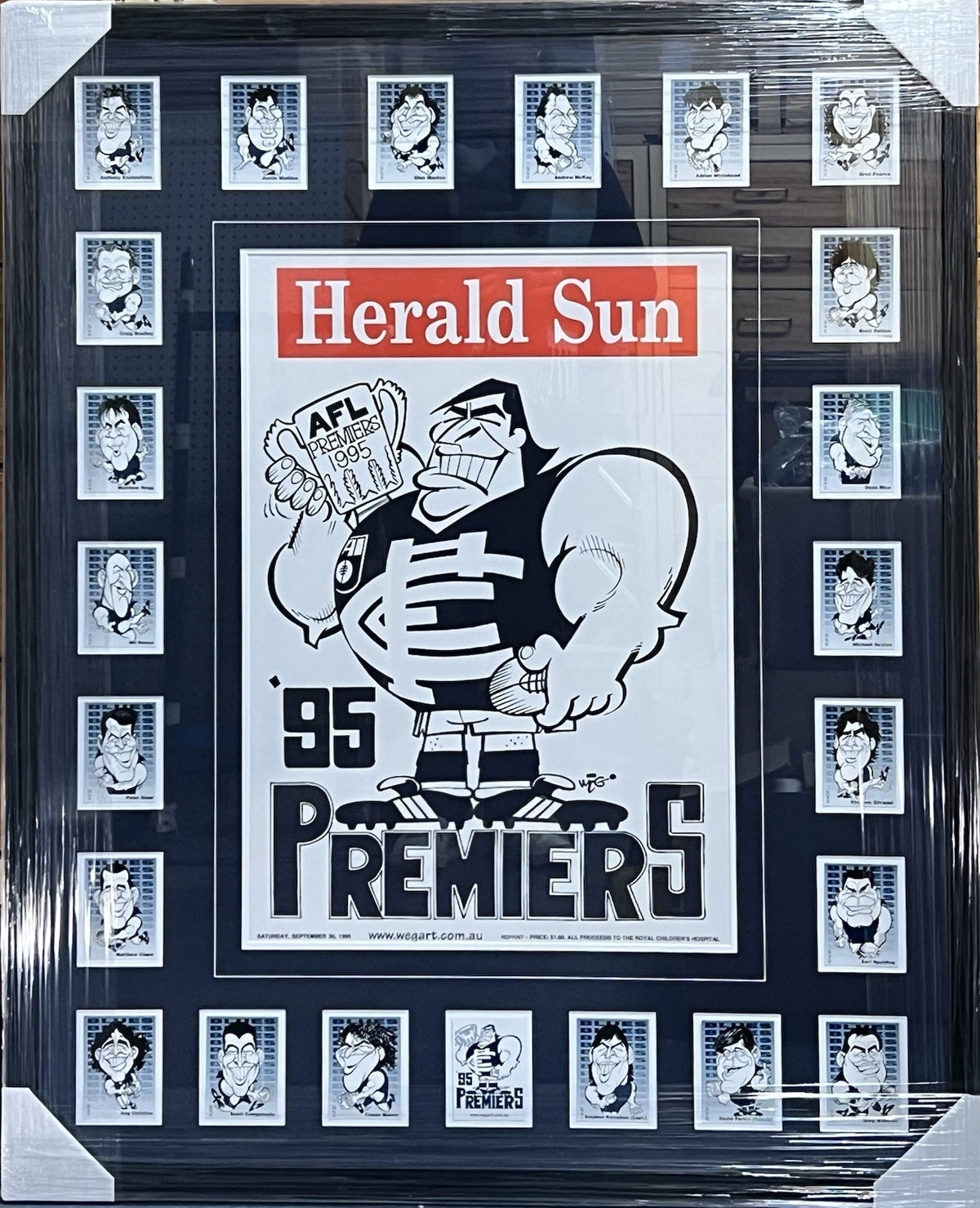 Framed 1995 Carlton Blues Premiership Poster (reprint) And Cards WEG WegArt