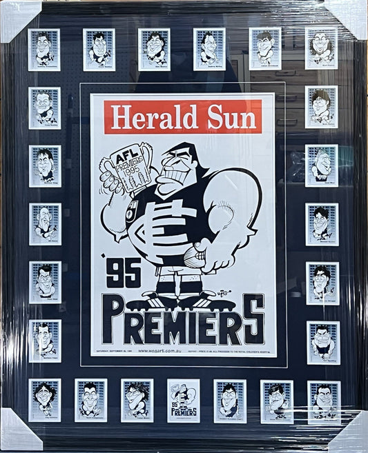 Framed 1995 Carlton Blues Premiership Poster (reprint) And Cards WEG WegArt