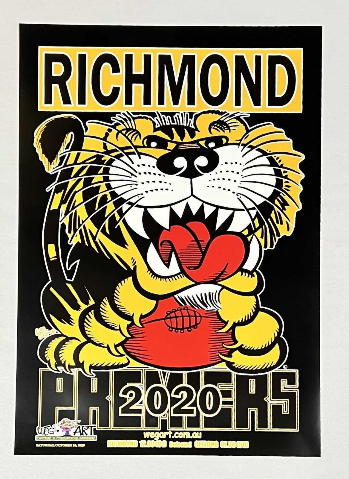 2017, 2019 & 2020 Richmond Tigers WEG WegArt Premiers Black Posters Plus Bonus