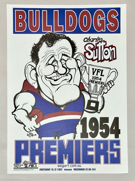 1954 Charlie Sutton Bulldogs WEG WegArt Premiers Poster