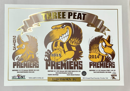 Hawthorn Hawks Three Peat WegArt Ltd Ed #234/1000 2013, 2014 & 2015 Premierships