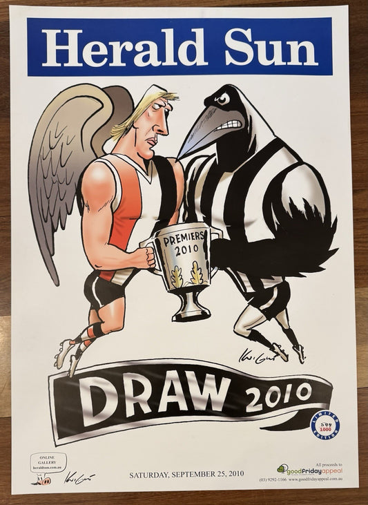 2010 Collingwood Magpies St Kilda Saints Limited Edition Draw Poster Herald Sun