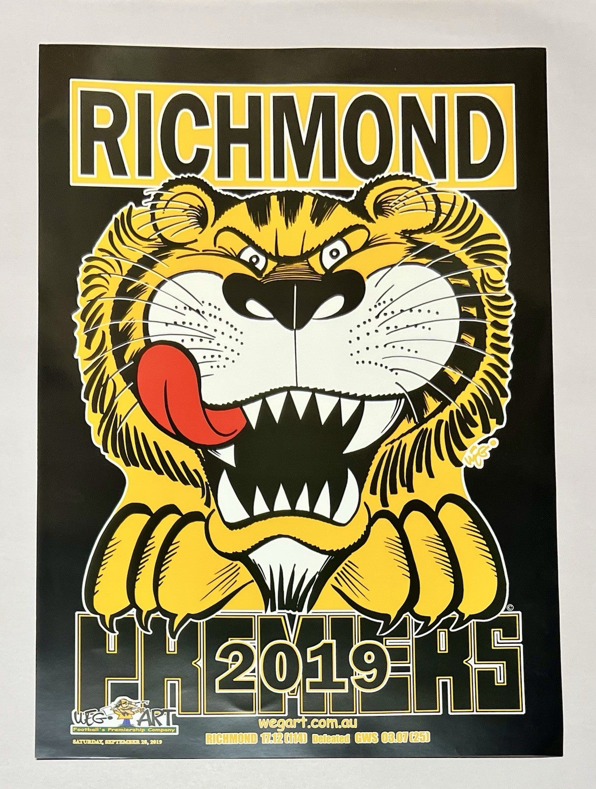 2017, 2019 & 2020 Richmond Tigers WEG WegArt Premiers Black Posters Plus Bonus