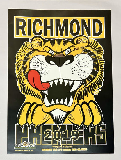 2017, 2019 & 2020 Richmond Tigers WEG WegArt Premiers Black Posters Plus Bonus