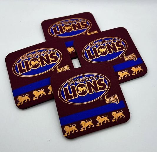 Vintage AFL Neoprene Drink Coasters Set Of Four - Brisbane Lions