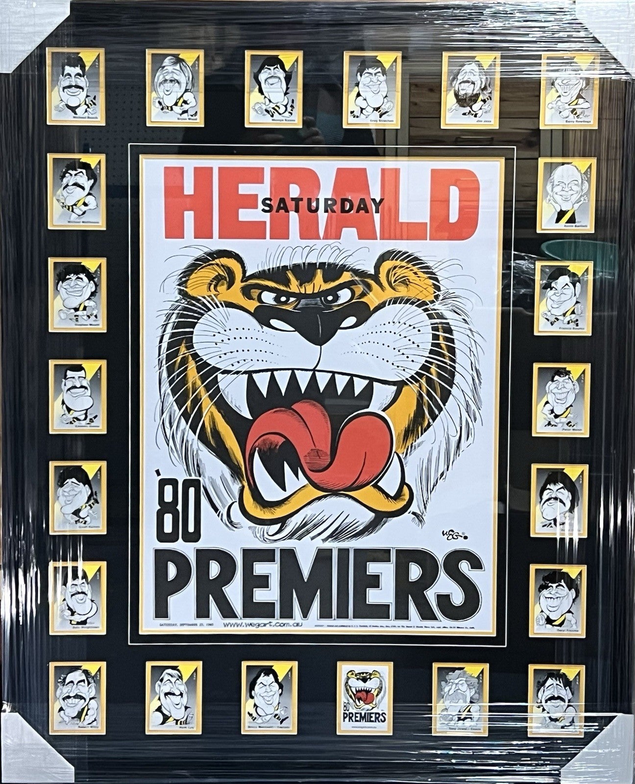 Framed 1980 Richmond Tigers Premiership Poster (reprint) And Cards WEG WegArt