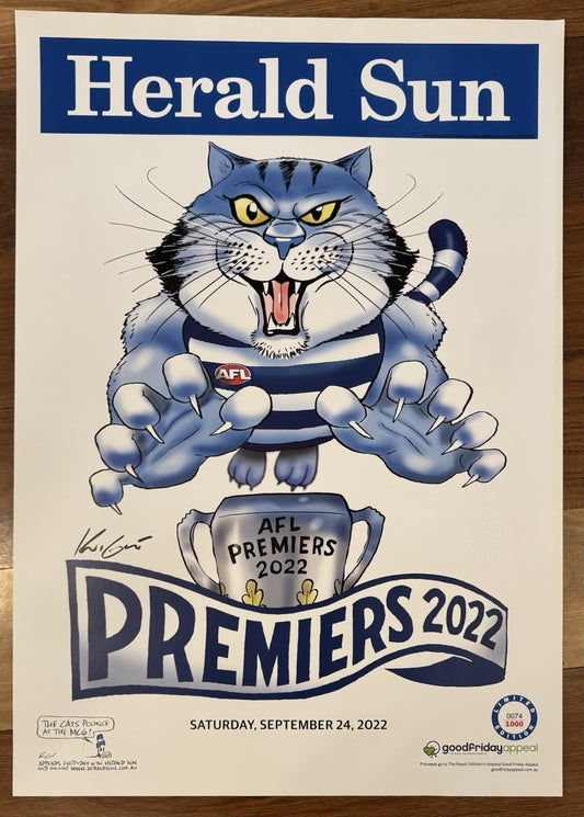 2022 Geelong Cats Limited Edition Premiers Poster Herald Sun #74 of 1000