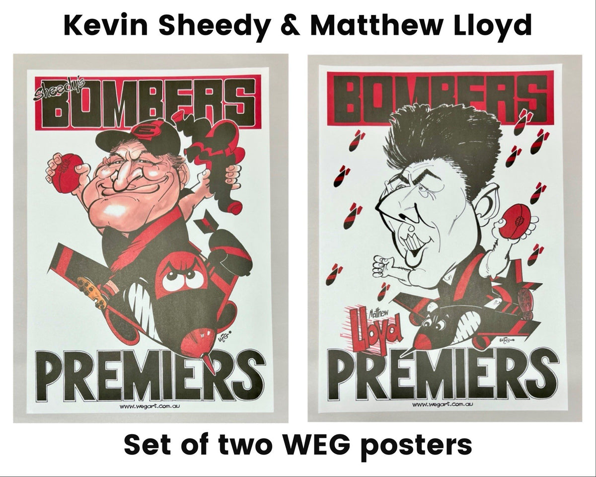 2000 Essendon Bombers WEG WegArt Premiers Posters, Kevin Sheedy & Matthew Lloyd