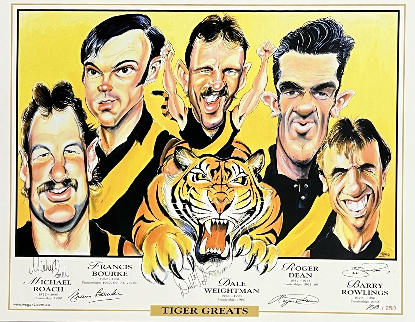 Richmond Tiger Greats WegArt Ltd Ed #158/250 Signed