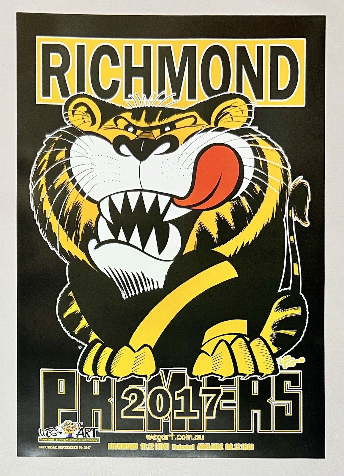 2017, 2019 & 2020 Richmond Tigers WEG WegArt Premiers Black Posters Plus Bonus