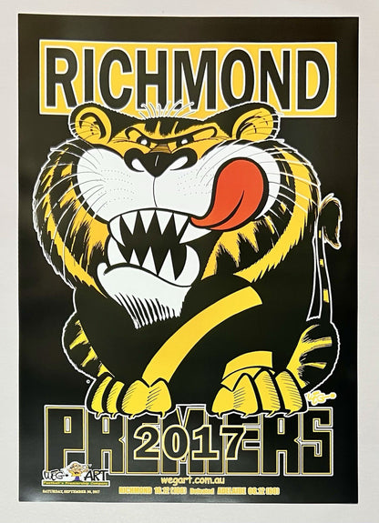 2017, 2019 & 2020 Richmond Tigers WEG WegArt Premiers Black Posters Plus Bonus