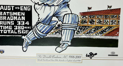 Sir Donald Bradman World Test Record Score 334 By WEG WegArt