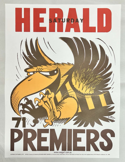 Hawthorn Hawks WEG WegArt Premiers Posters 1961-91 REPRINTS 2008-15 ORIGINALS