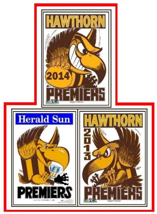 2008, 2013 & 2014 Hawks Premiership Posters